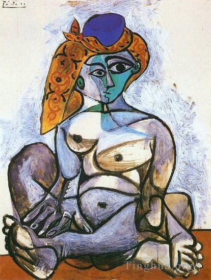 Pablo Picasso Ölgemälde - Jacqueline Nue au Bonnet Turc 1955