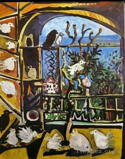 Pablo Picasso Ölgemälde - Atelier Les Tauben I 1957
