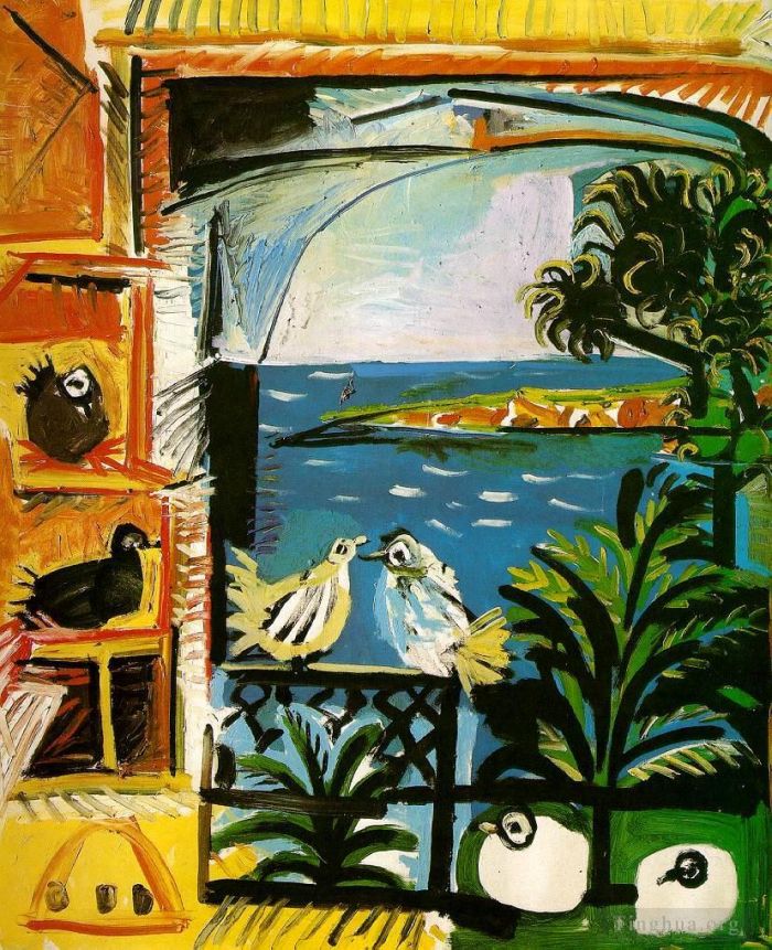 Pablo Picasso Ölgemälde - Atelier Les Tauben III 1957
