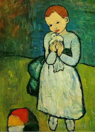 Pablo Picasso Ölgemälde - L enfant au pigeon 1901