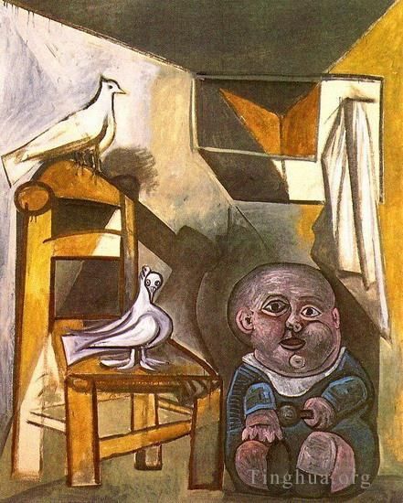 Pablo Picasso Ölgemälde - L enfant aux colombes 1943