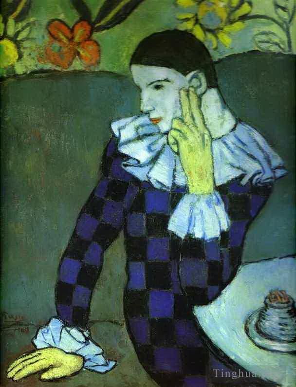 Pablo Picasso Ölgemälde - Lehnender Harlekin 1901