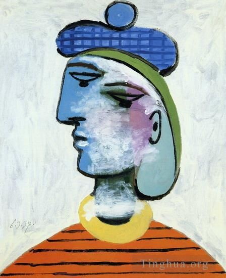 Pablo Picasso Ölgemälde - Marie Therese auf blauer Baskenmütze, Porträt einer Frau, 1937