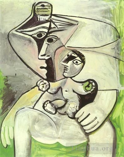 Pablo Picasso Ölgemälde - Maternit a la pomme Femme et enfant 1971