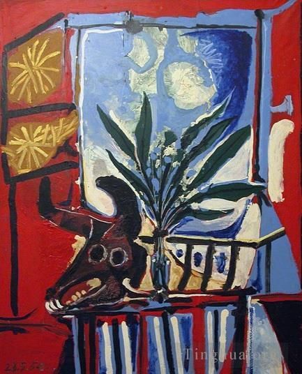 Pablo Picasso Ölgemälde - Nature morte a la Tete de taureau 1958