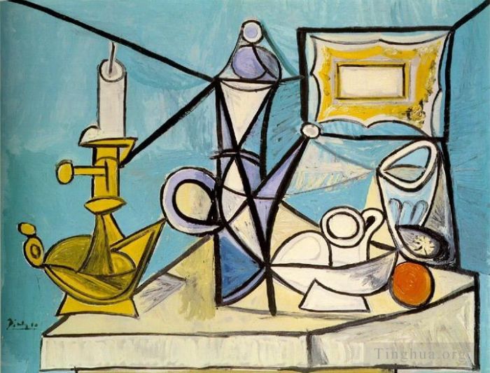 Pablo Picasso Ölgemälde - Nature morte au bougeoir R 1944
