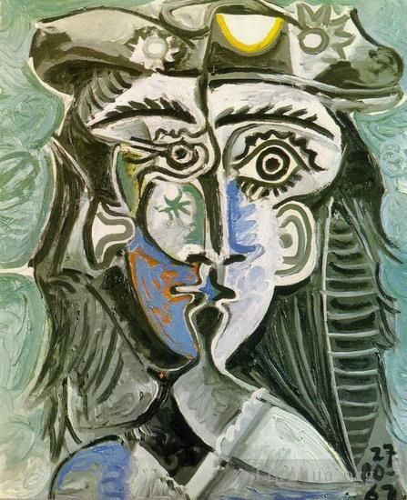 Pablo Picasso Ölgemälde - Tête de femme au chapeau I 1962