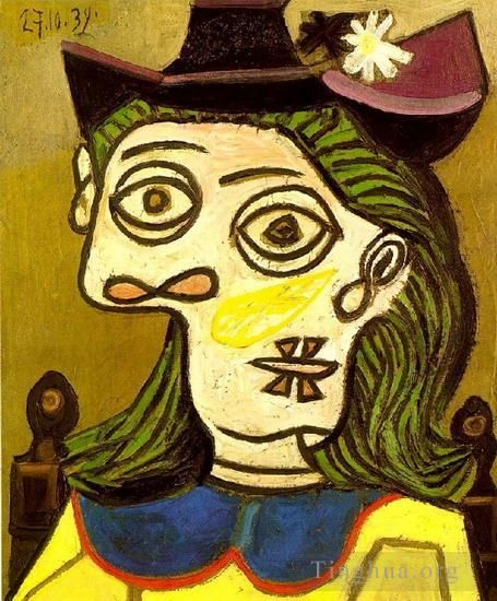 Pablo Picasso Ölgemälde - Tete de Femme au Chapeau Mauve 1939
