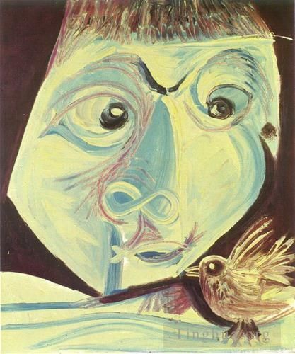 Pablo Picasso Ölgemälde - Tete et l'oseau 1972
