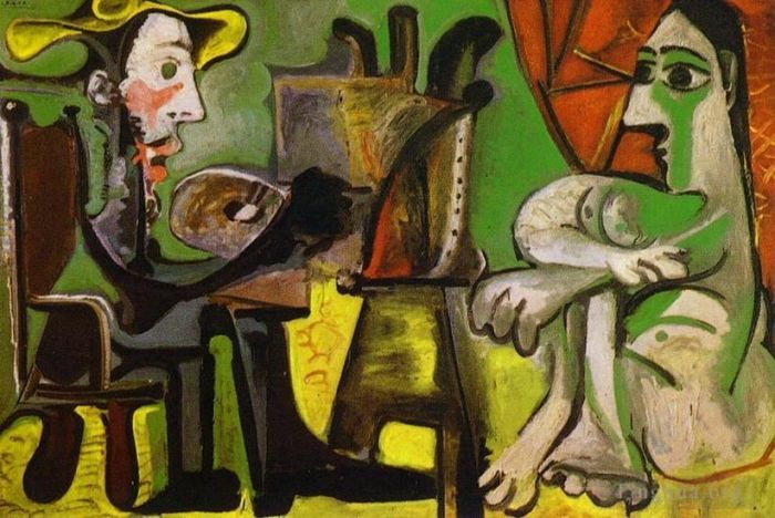 Pablo Picasso Ölgemälde - Der Künstler und sein Modell L artiste et son modele 1964
