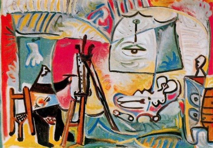 Pablo Picasso Ölgemälde - Der Künstler und sein Modell L artiste et son modele V 1963