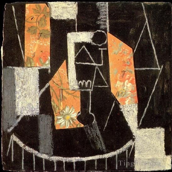 Pablo Picasso Ölgemälde - Verre sur un gueridon 1913