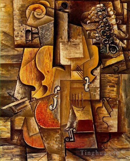 Pablo Picasso Ölgemälde - Violine und Rosinen 1912