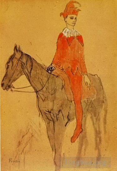 Pablo Picasso Andere Malerei - Arlequin und Cheval 1905