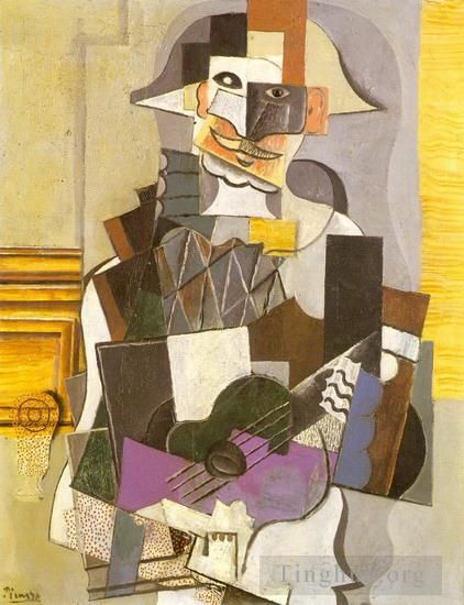 Pablo Picasso Andere Malerei - Arlequin a la Guitare Arlequin jouant de la Guitare 1914