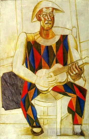 Pablo Picasso Andere Malerei - Arlequin assistiert a la Gitarre, 1916