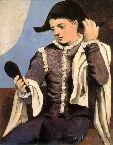 Pablo Picasso Andere Malerei - Arlequin au miroir 1923