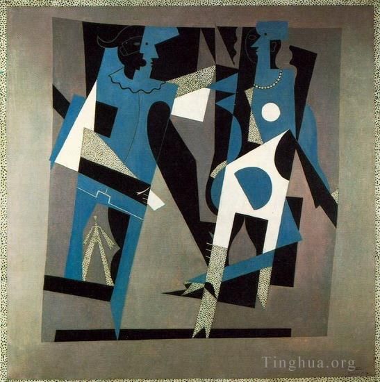 Pablo Picasso Andere Malerei - Arlequin und Femme au Collier 1917