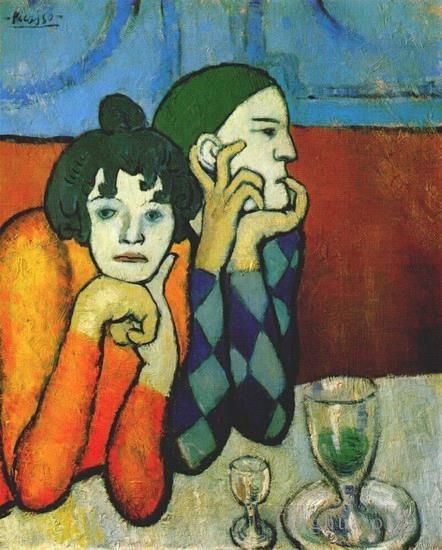 Pablo Picasso Andere Malerei - Arlequin und Sohn Compagnon 1901