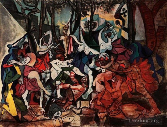 Pablo Picasso Andere Malerei - Bacchanales Triomphe de Pan d'apres Poussin 1944