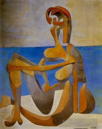 Pablo Picasso Andere Malerei - Baigneuse assise au bord de la mer 1930