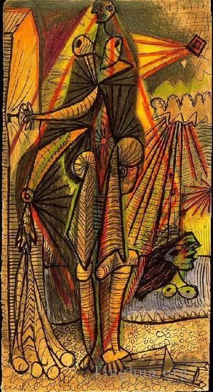Pablo Picasso Andere Malerei - Baigneuses a la Cabine 1938
