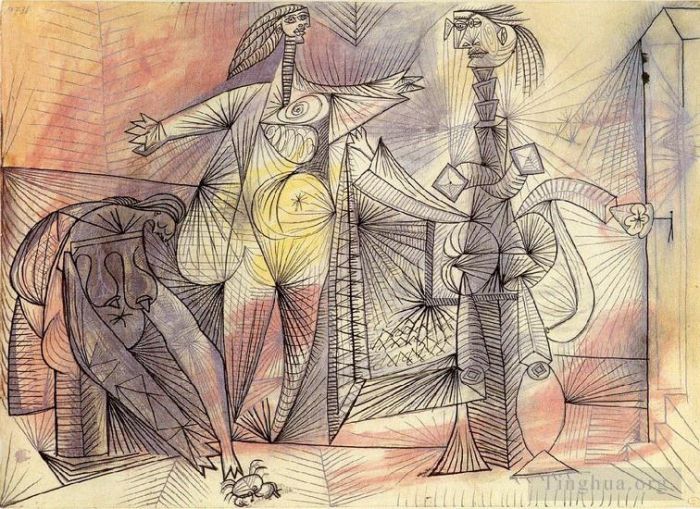 Pablo Picasso Andere Malerei - Baigneuses au crabe 1938