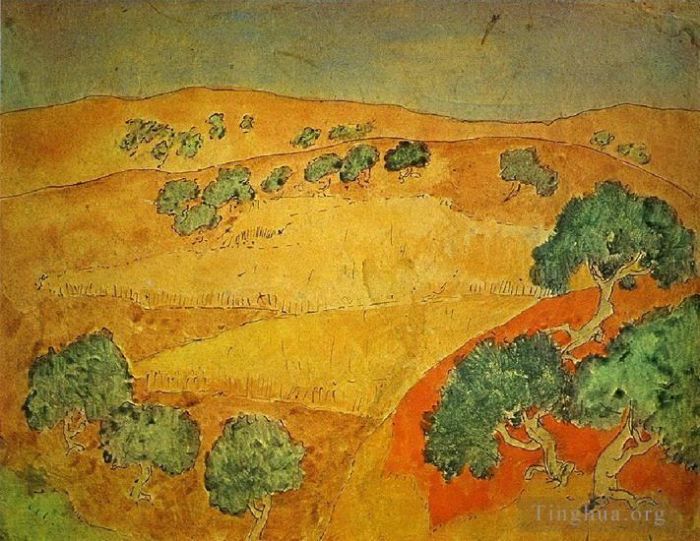 Pablo Picasso Andere Malerei - Barcelona-Paysage-Datum 1902