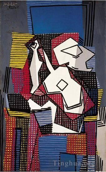 Pablo Picasso Andere Malerei - Bouteille Guitare et Compotier 1922