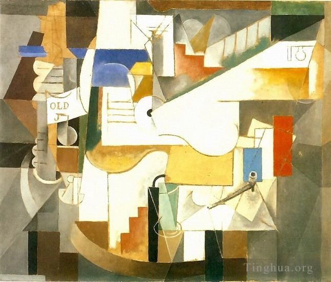 Pablo Picasso Andere Malerei - Bouteille-Gitarrenpfeife 1912