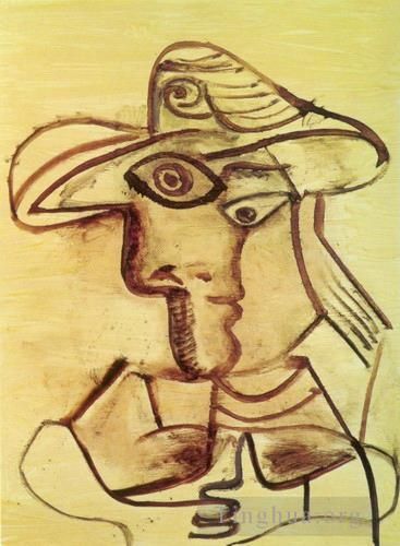 Pablo Picasso Andere Malerei - Buste au chapeau 1971 2