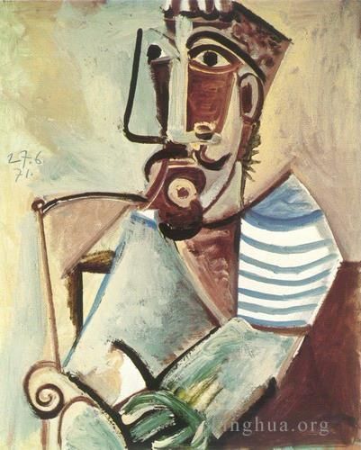 Pablo Picasso Andere Malerei - Buste d homme assis 1971