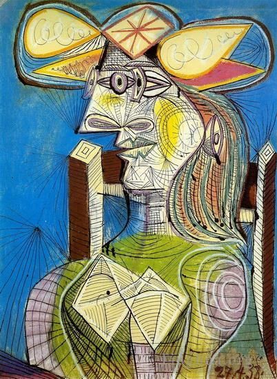 Pablo Picasso Andere Malerei - Buste de Femme assise Dora 1938