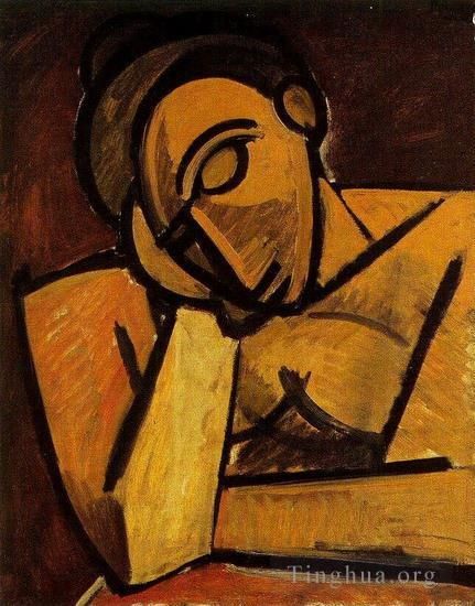 Pablo Picasso Andere Malerei - Buste de femme accoudee Femme ruhend 1908