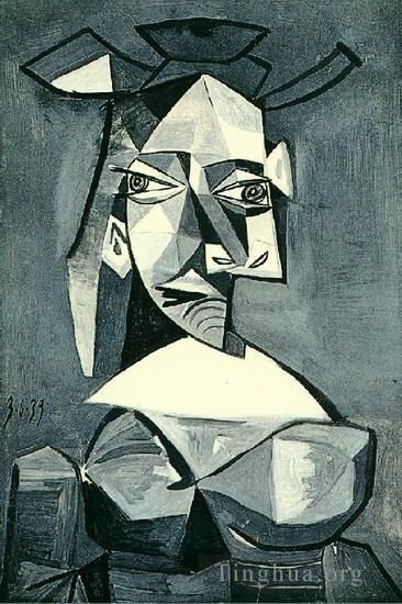 Pablo Picasso Andere Malerei - Buste de femme au chapeau 1939