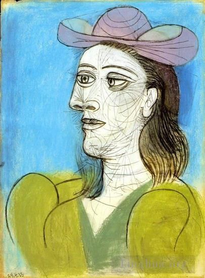 Pablo Picasso Andere Malerei - Buste de femme au chapeau 1943