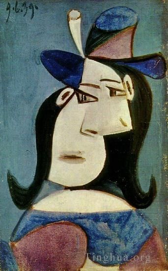 Pablo Picasso Andere Malerei - Buste de femme au chapeau 2 1939