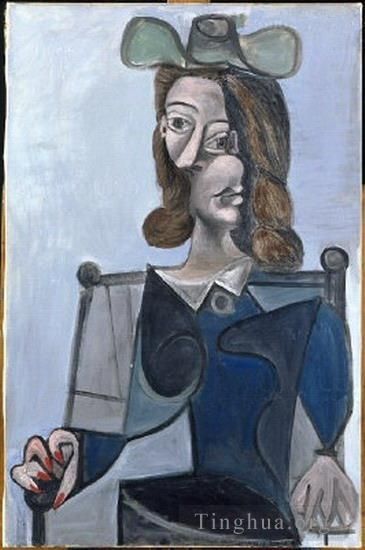 Pablo Picasso Andere Malerei - Buste de femme au chapeau bleubis 1944