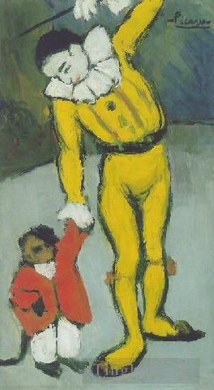 Pablo Picasso Andere Malerei - Clown au singe 1901