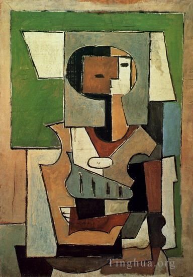Pablo Picasso Andere Malerei - Komposition mit Personnage Femme aux bras croises 1920