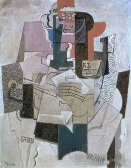 Pablo Picasso Andere Malerei - Compotier Violin Bouteille 1914