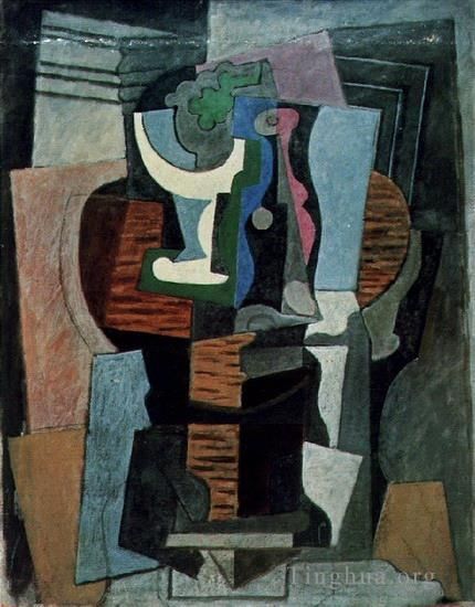 Pablo Picasso Andere Malerei - Compotier et boteille sur une table 1920