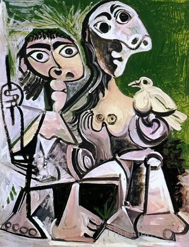 Pablo Picasso Andere Malerei - Paar al oiseau 2 1970
