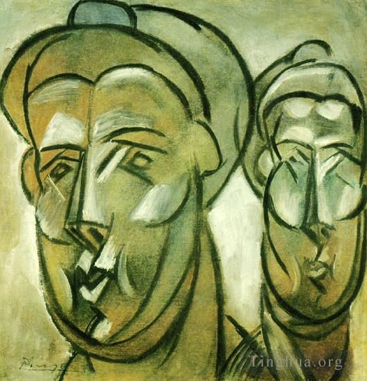 Pablo Picasso Andere Malerei - Deux Tetes de Femme Fernande Olivier 1909