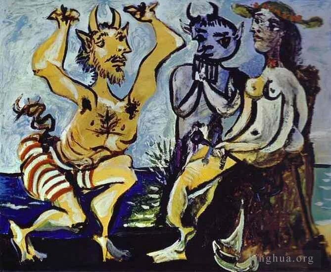 Pablo Picasso Andere Malerei - Deux faunes et nu 1938