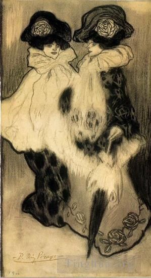 Pablo Picasso Andere Malerei - Deux Femmes 1900