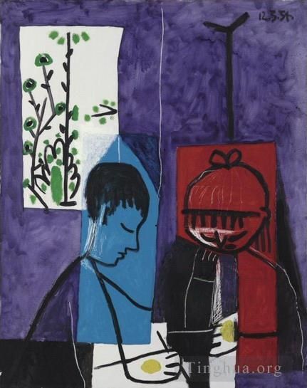 Pablo Picasso Andere Malerei - Dessinante Kinder 1954