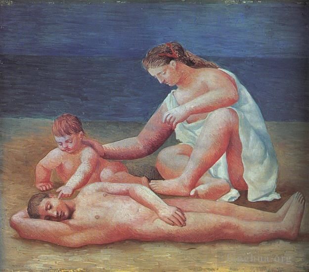 Pablo Picasso Andere Malerei - Famille au bord de la mer 1922