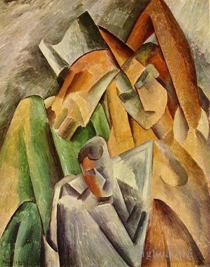 Pablo Picasso Andere Malerei - Familie d Arlequin 1909