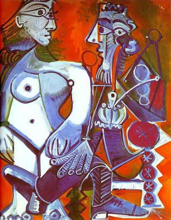 Pablo Picasso Andere Malerei - Weiblicher Akt und Raucher 1968